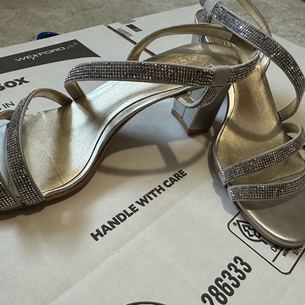 Naturalizer Shimmering Silver Strappy Heels